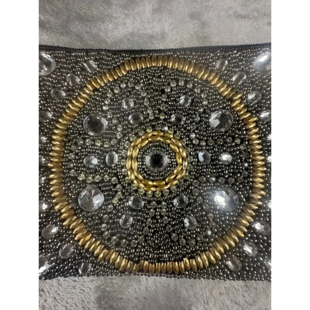 Bamboo Trading Company Club Bag Women OS Beaded Rhinestone Crossbody Small Black